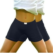 Huvoen 2PC Gymnastics Athletic Shorts Girls Fashion Casual Spring and Summer Solid Elastic Waist Kids Short Pants Navy 5 Years